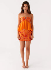 Kenya Beaded Mini Skirt - Orange