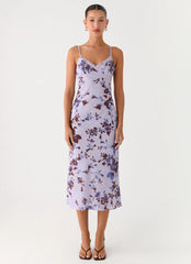 Bluma Lace Trim Midi Dress - Antique Lilac Floral