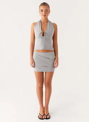 Amia Halter Top - Grey Marle