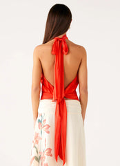 Willow Chiffon Top - Coral