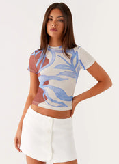 Late Night Mesh Baby Tee - Bloom Wave Print