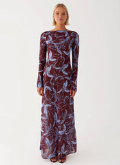 Lorde Maxi Dress - Brown Purple Floral