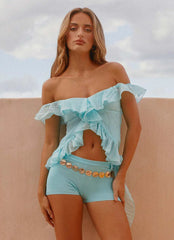 Dylan Off Shoulder Top - Turquoise