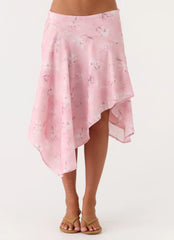 Kia Low Rise Asymmetrical Midi Skirt - Vintage Floral