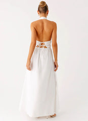 Figaro Halter Maxi Dress - White