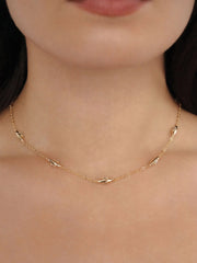 Oval Dome Baguette Necklace