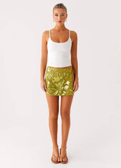 Cancun Sequin Mini Skirt - Lime