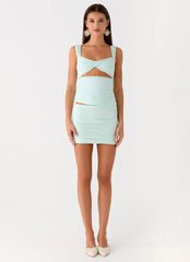 Lea Lace Mini Skirt - Blue