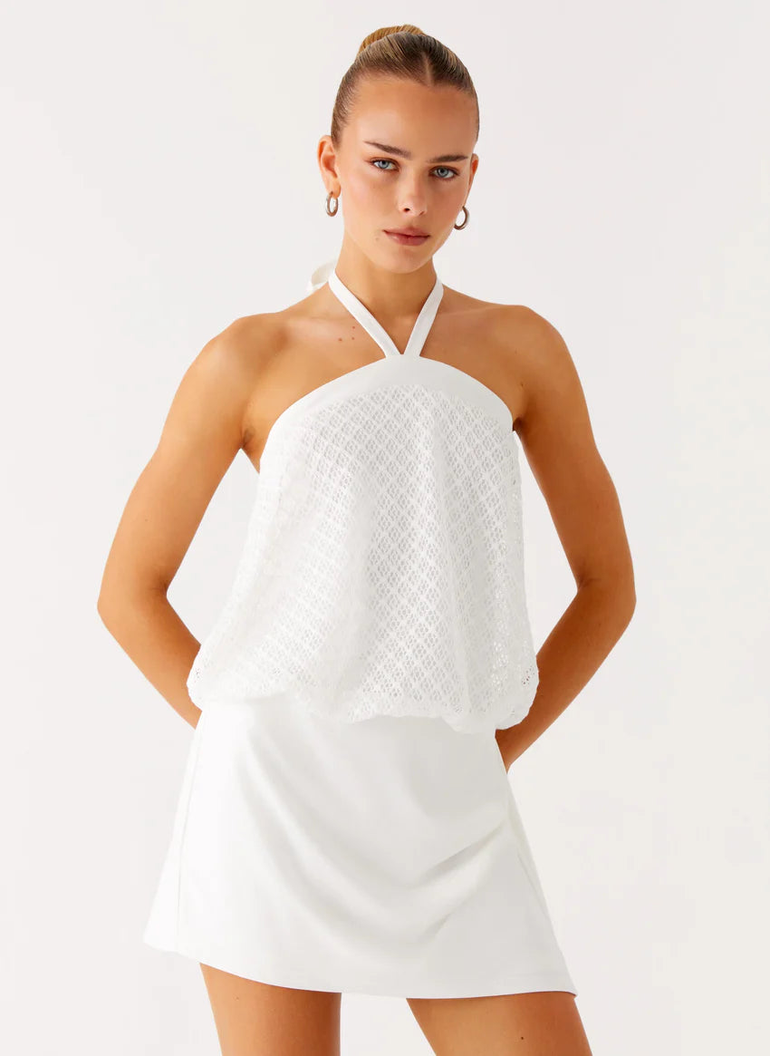 Switch Up Halter Mini Dress - Ivory