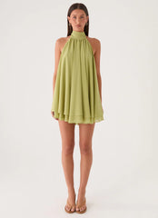 Lyrah Halter Mini Dress - Lime