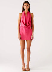 Halia Cowl Mini Dress - Watermelon