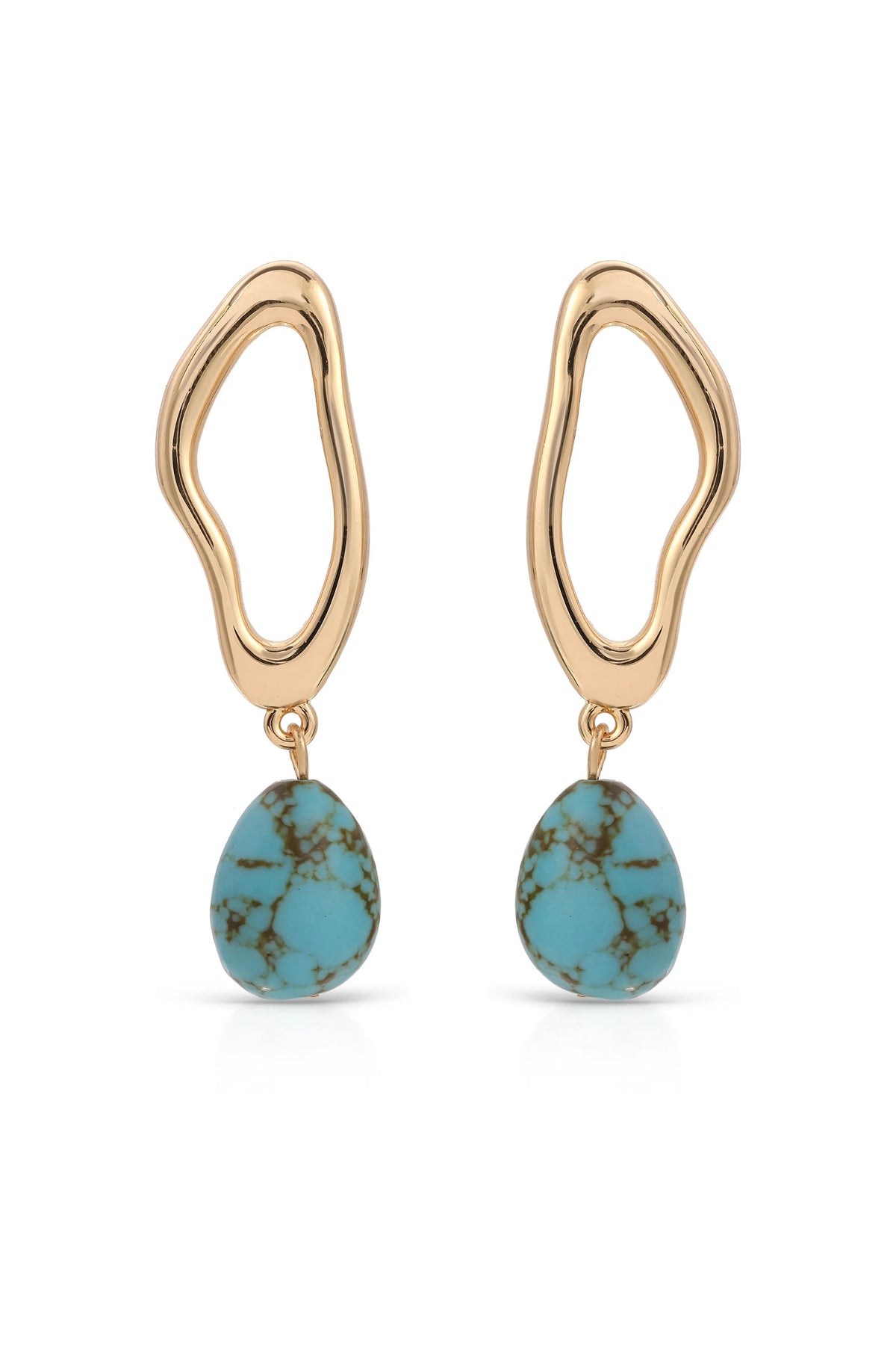 Open Circle Turquoise Dangle Earrings