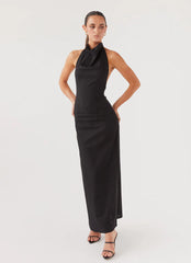 Cartia Linen Maxi Dress - Black