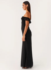 Scarlet Cherry Maxi Dress - Black Polka Dot