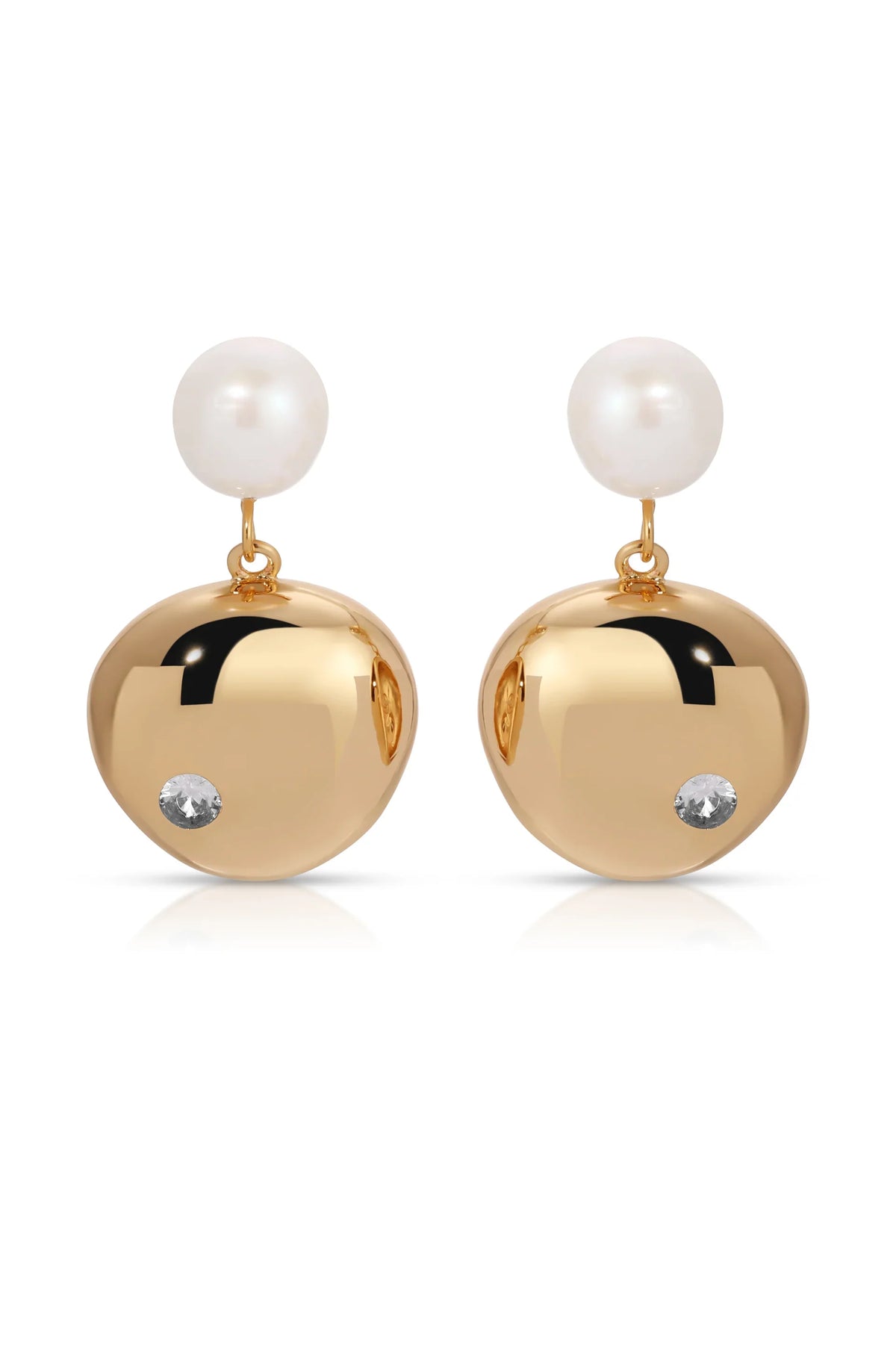 Large Pebble and Pearl Dangle Earrings