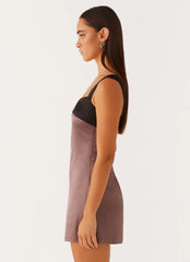 Odette Satin Mini Dress - Steel Me Away