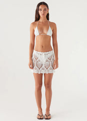 Malta Mood Crochet Mini Skirt - White