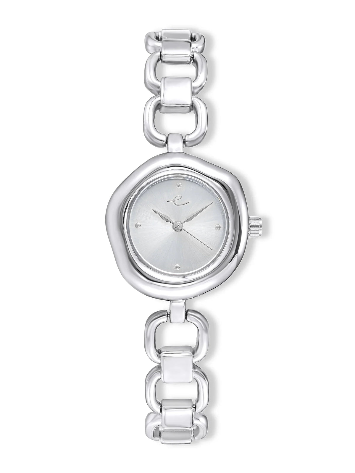 Open Circle Bracelet Watch in Silver