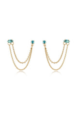 Double Piercing Chain Dangle Earrings