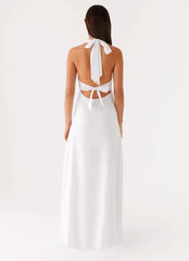 Heavy Hearted Linen Maxi Dress - White