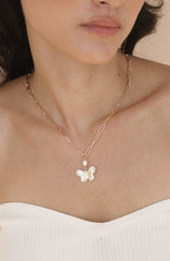 Butterfly Pearl Chain Necklace