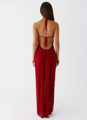 Champagne Coastline Maxi Dress - Dark Red