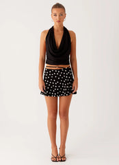Walker Mini Skirt - Black Polka Dot