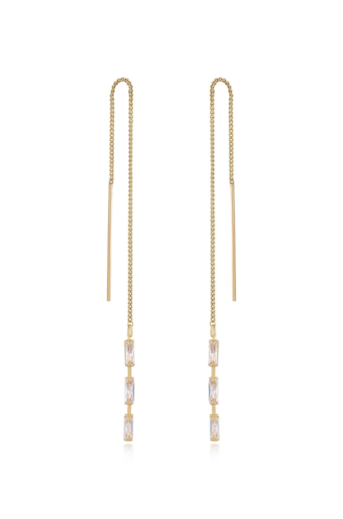Crystal Baguette Threader Earrings