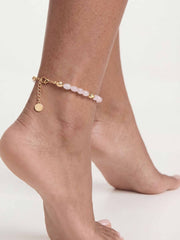Rose Polished Pebble Anklet