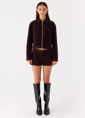 Jeremy Faux Suede Shorts - Chocolate