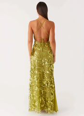Havana Sequin Maxi Dress - Lime