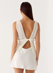 Tuscan Glow Chiffon Mini Dress - Ivory