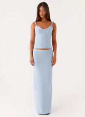 Anastasia Knit Maxi Skirt - Blue