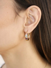 Lively Rainbow Crystal Hoop Earrings