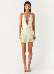 Sweet Charm Cowl Neck Top - Spring Meadow