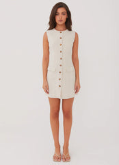 Castello Fiore Linen Mini Dress - Oatmeal