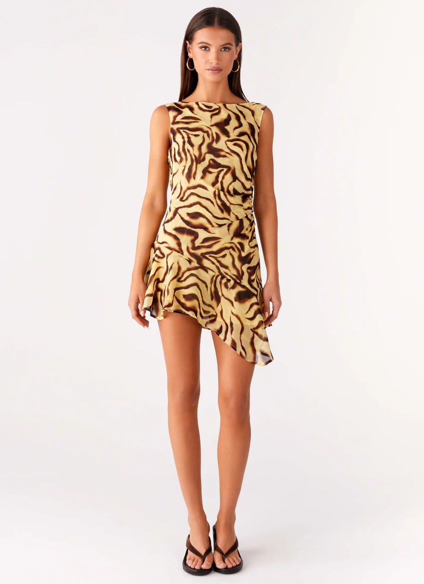 Maris Asymmetrical Mini Dress - Laguna Print