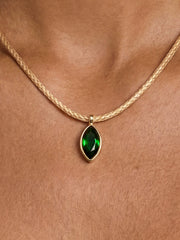 Marquise Emerald Cord Necklace