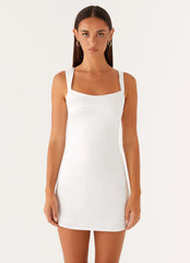 Odette Satin Mini Dress - White