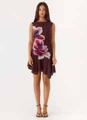 Maris Asymmetrical Mini Dress - Velvet Bloom
