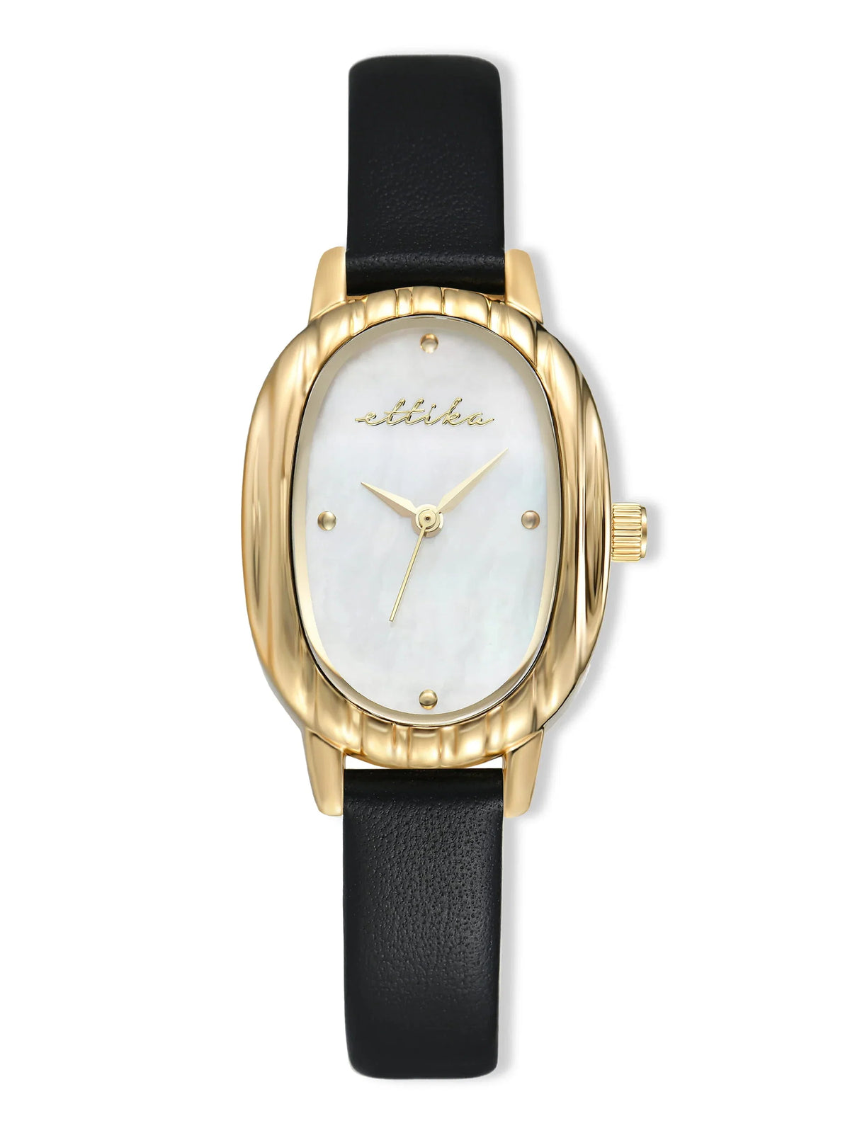 Timeless Texture Black Leather Watch