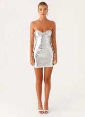Pacha Sequin Mini Dress - Silver Sequin