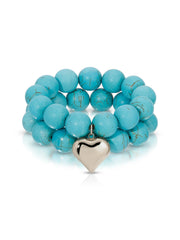 Luck and Love Turquoise Heart Bracelet Set