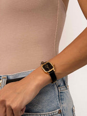 Classic Square Black Leather Watch