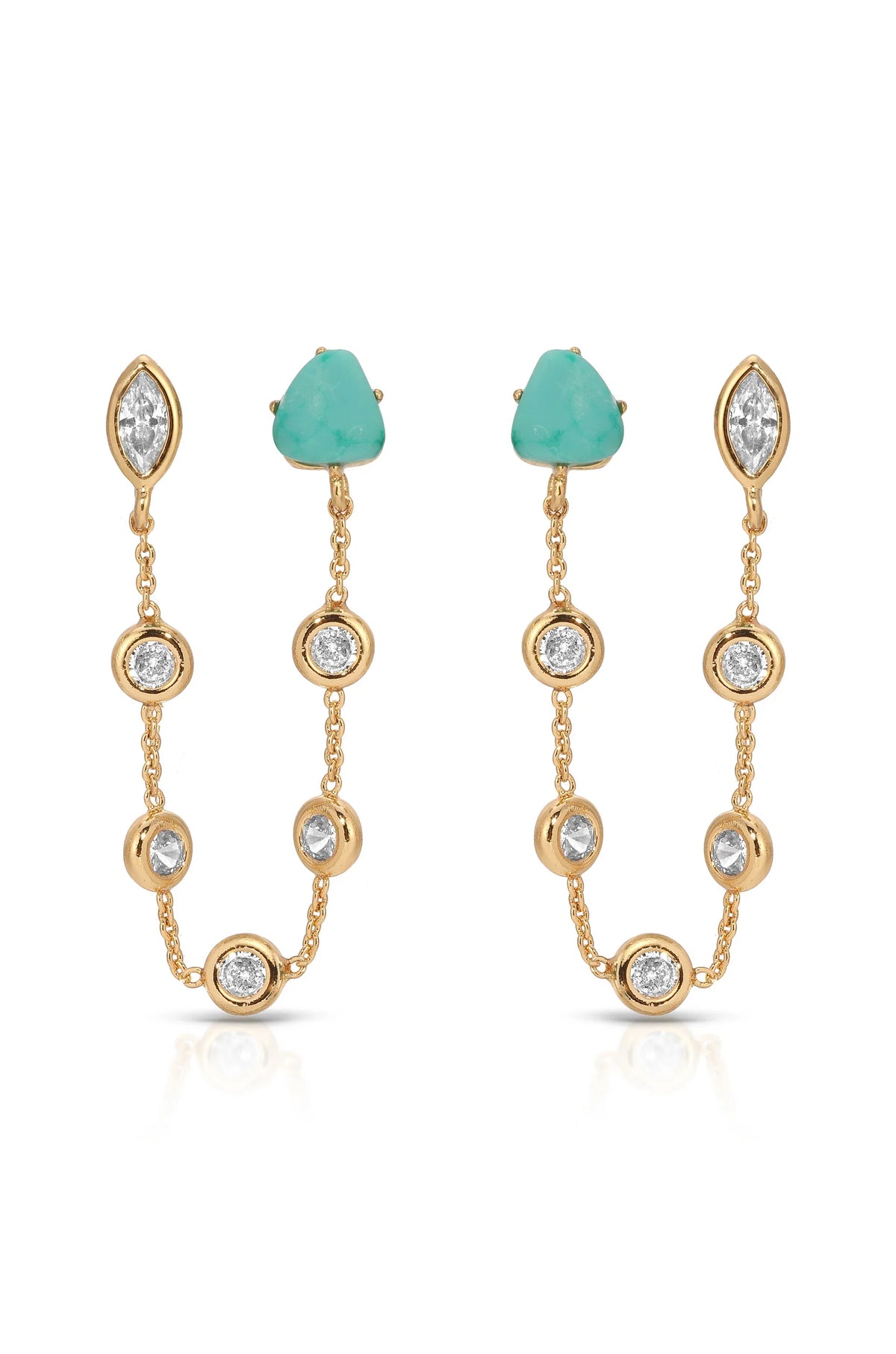 Double Piercing Turquoise Earrings