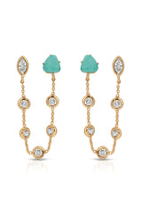 Double Piercing Turquoise Earrings