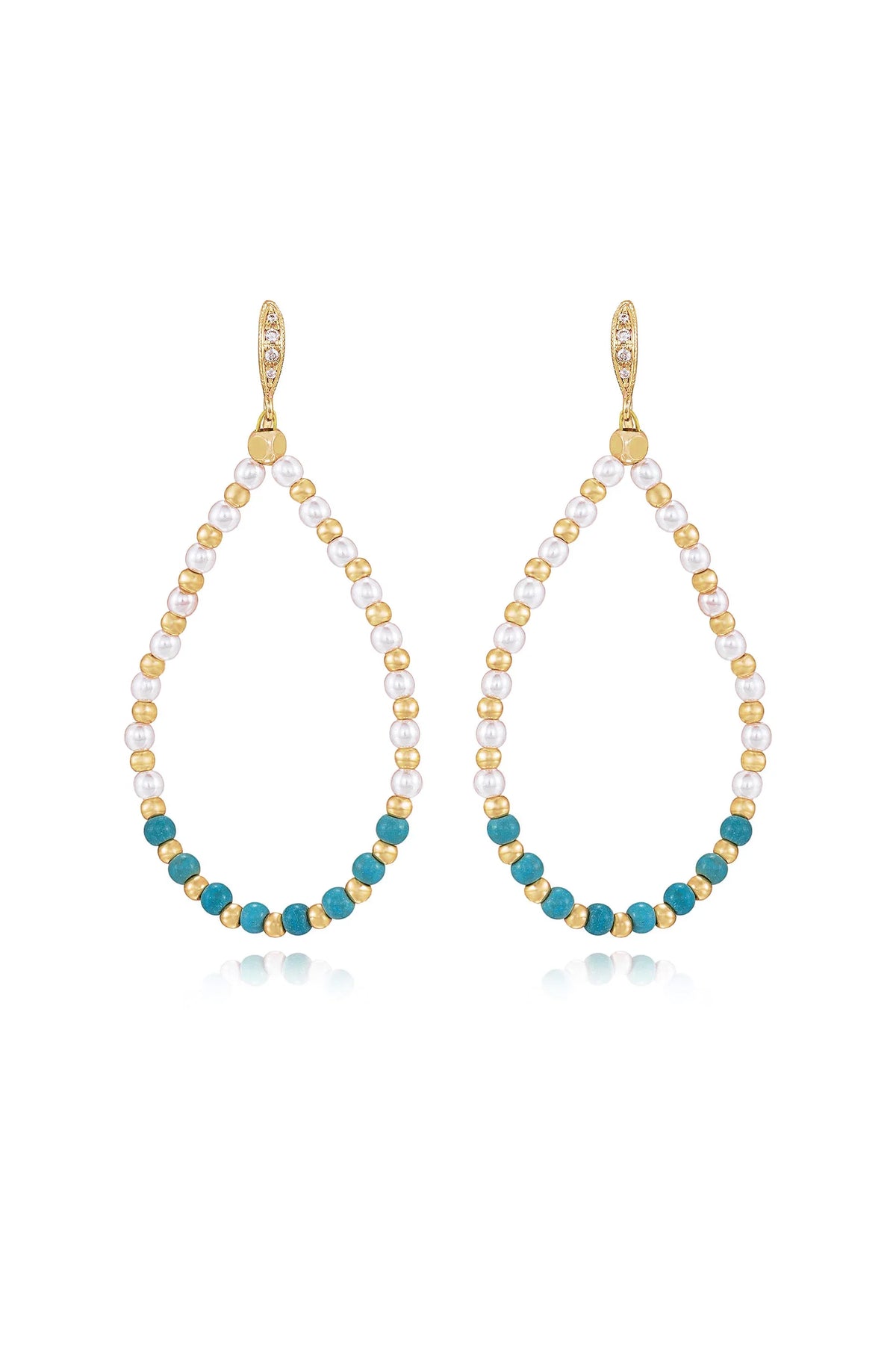 Turquoise and Pearl Teardrop Earrings