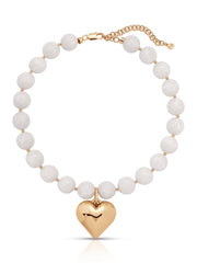 Luck and Love Bone Stone Heart Necklace