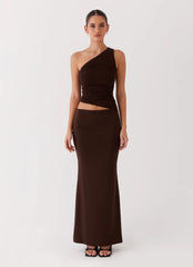 Seranella One Shoulder Maxi Dress - Chocolate