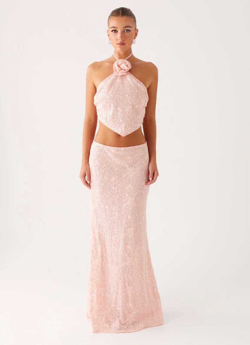 Nico Sequin Maxi Skirt - Pink